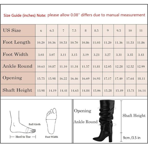 Women Black Suede Faux Leather Fold Over Knee High Chunky High Heels Boot - Picture 7 of 7